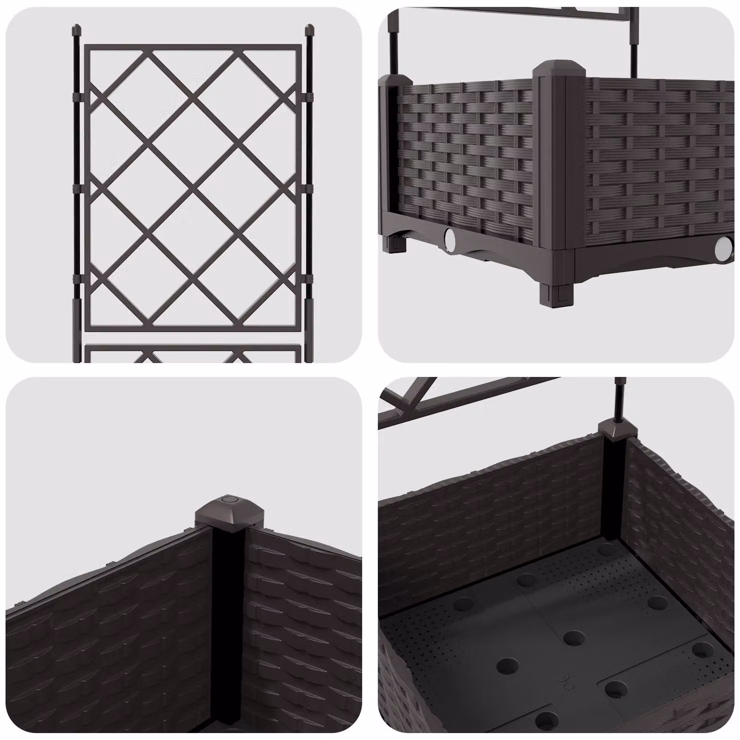 Berkfield Home Garden Planter with Trellis in Brown, W/D/H: 40 x 40 x 125 cm – 3