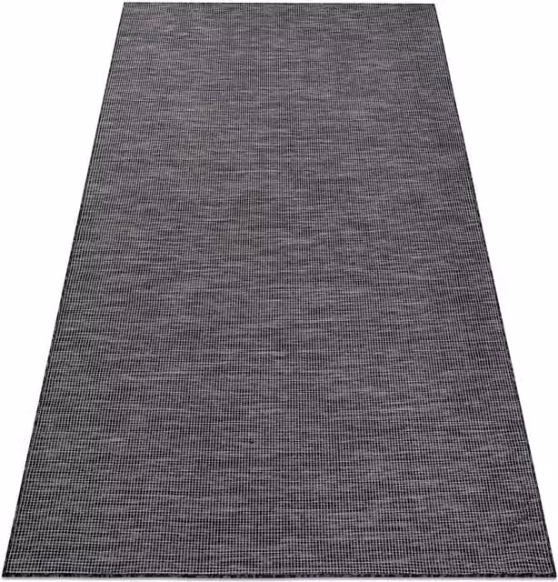 RugsX Black Plain Rectangular Patio Rug, W/D/H: 117 x 170 cm