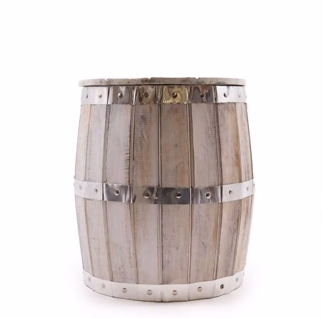 KDMD Whitewash Beer Barrel Stool with Storage in White