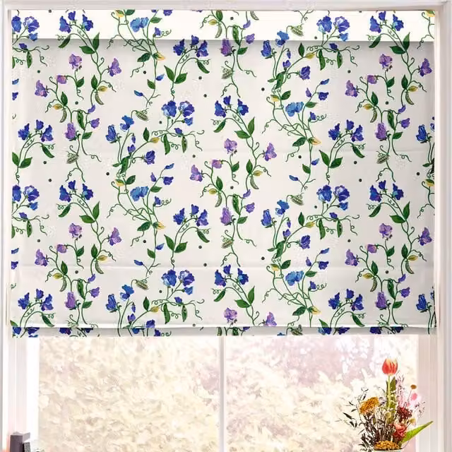 Cath Kidston Sweet Pea Made to Measure Blackout Roman Blind in Purple and Multicolour Floral Design