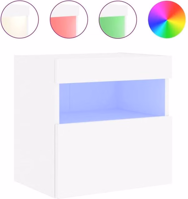 Berkfield Home Modern White Wall Mounted TV Cabinet with Integrated LED Lighting W/D/H: 40 x 30 x 40 cm