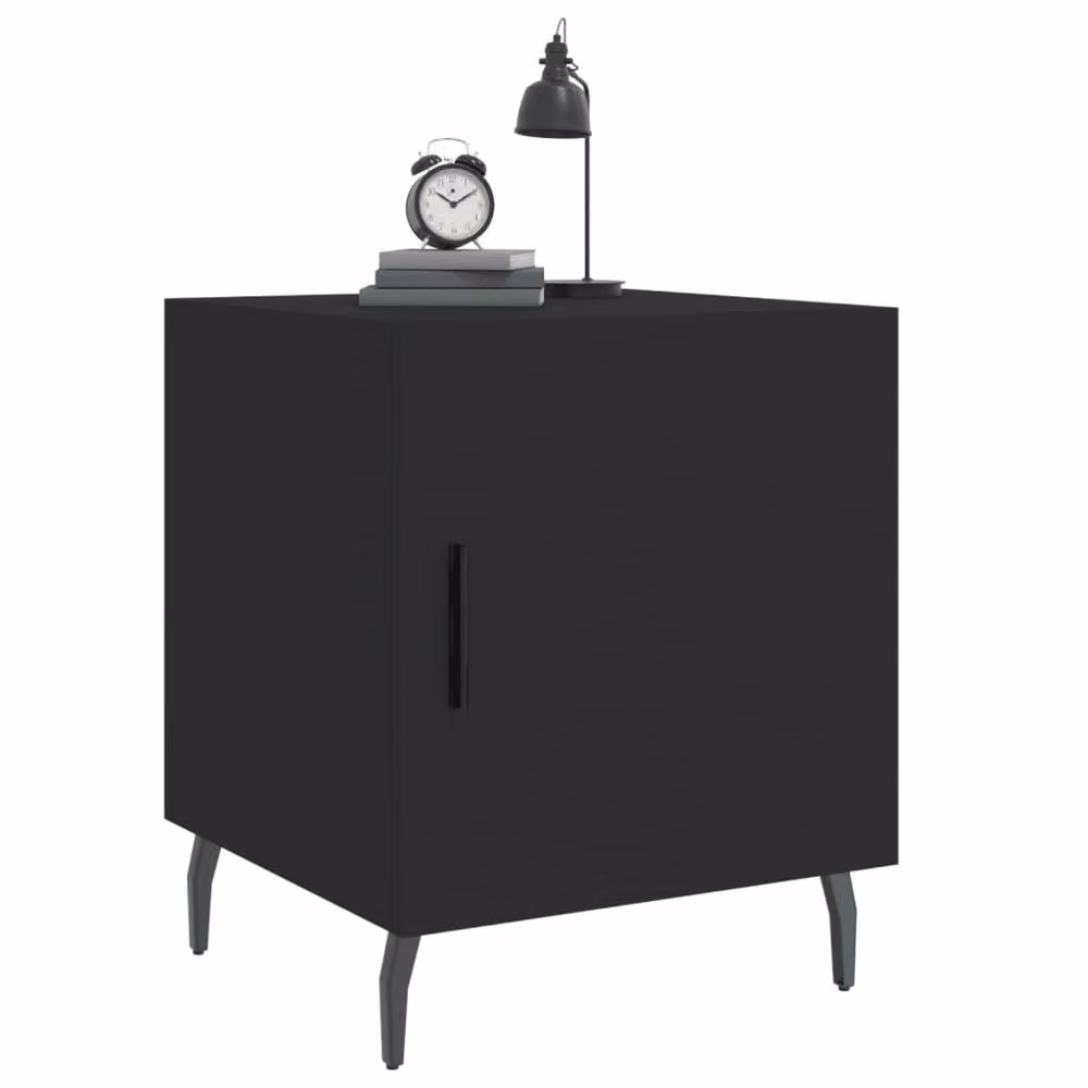 Berkfield Home Modern Bedside Cabinets, 2 Piece Set, Black, W/D/H: 40 x 40 x 50 cm – 3