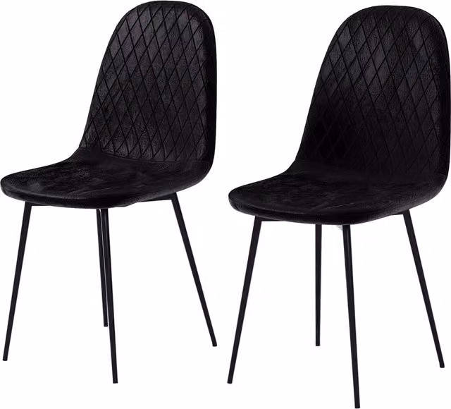 Vida Designs Luton Set of 2 Black Velvet Fabric and Metal Dining Chairs
