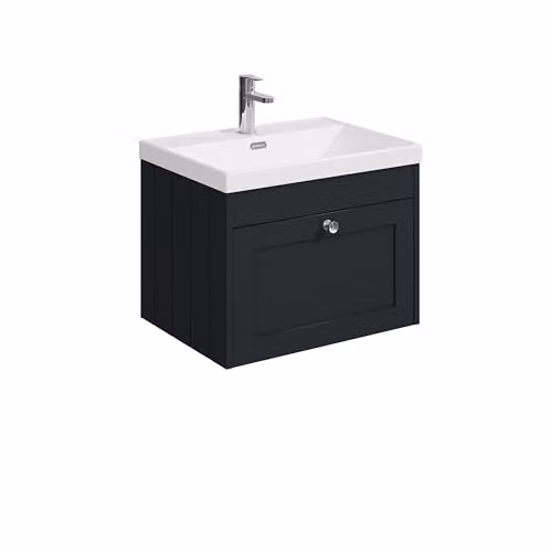 Balterley Modern Wall Hung Single Drawer Vanity Unit with Thin Edge Basin in Matt Dark Grey W/D/H: 60.0 x 45.3 x 43.1 cm – 3
