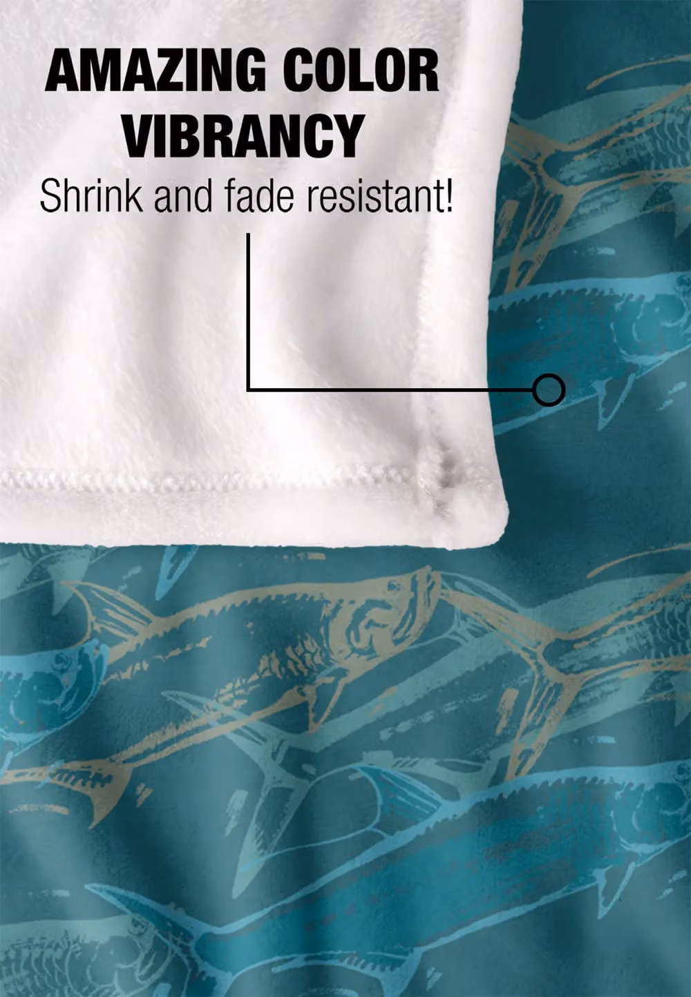 JQ Licensing Tarpon Mosaic Fishing Pattern Super Soft Fleece Throw Blanket, White, W/D: 152 x 127 cm – 3