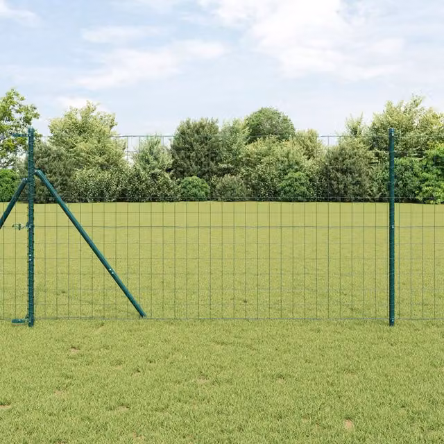 Berkfield Home Euro Fence Green PVC-Coated Steel Rectangular Fencing, W: 10 m, H: 1 m – 1