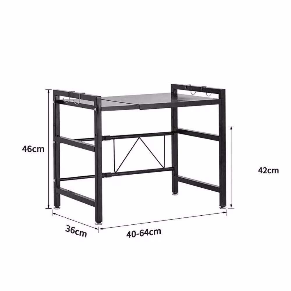 KORVIXA 2 Tier Expandable Microwave Oven Rack in Black, W: 50 cm, D: 46 cm, H: 50 cm – 2