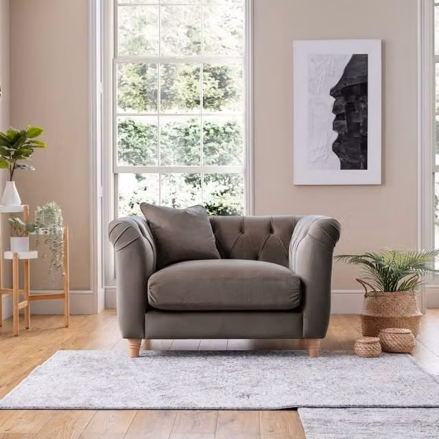 The Great Sofa Company Kensington Grey Velvet Chesterfield Armchair – 1