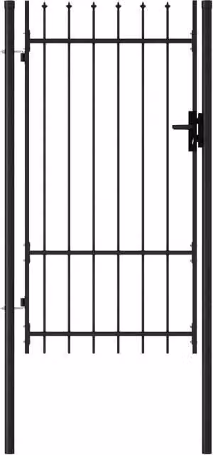 Berkfield Home Black Steel Single Swing Fence Gate with Spike Top, W: 1.0 m, H: 1.75 m – 1