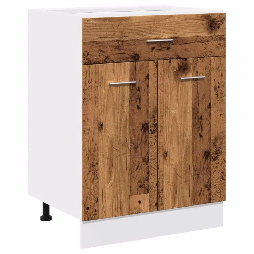 Berkfield Home Lyon Old Wood Drawer Bottom Cabinet, Brown, W: 60 cm, D: 46 cm, H: 81.5 cm – 2