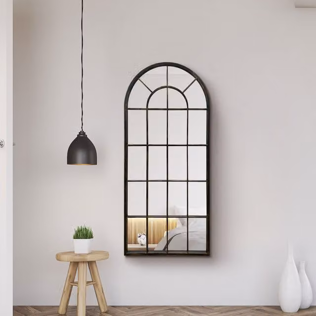 Somerley Country Arch Large Wall Mirror in Black