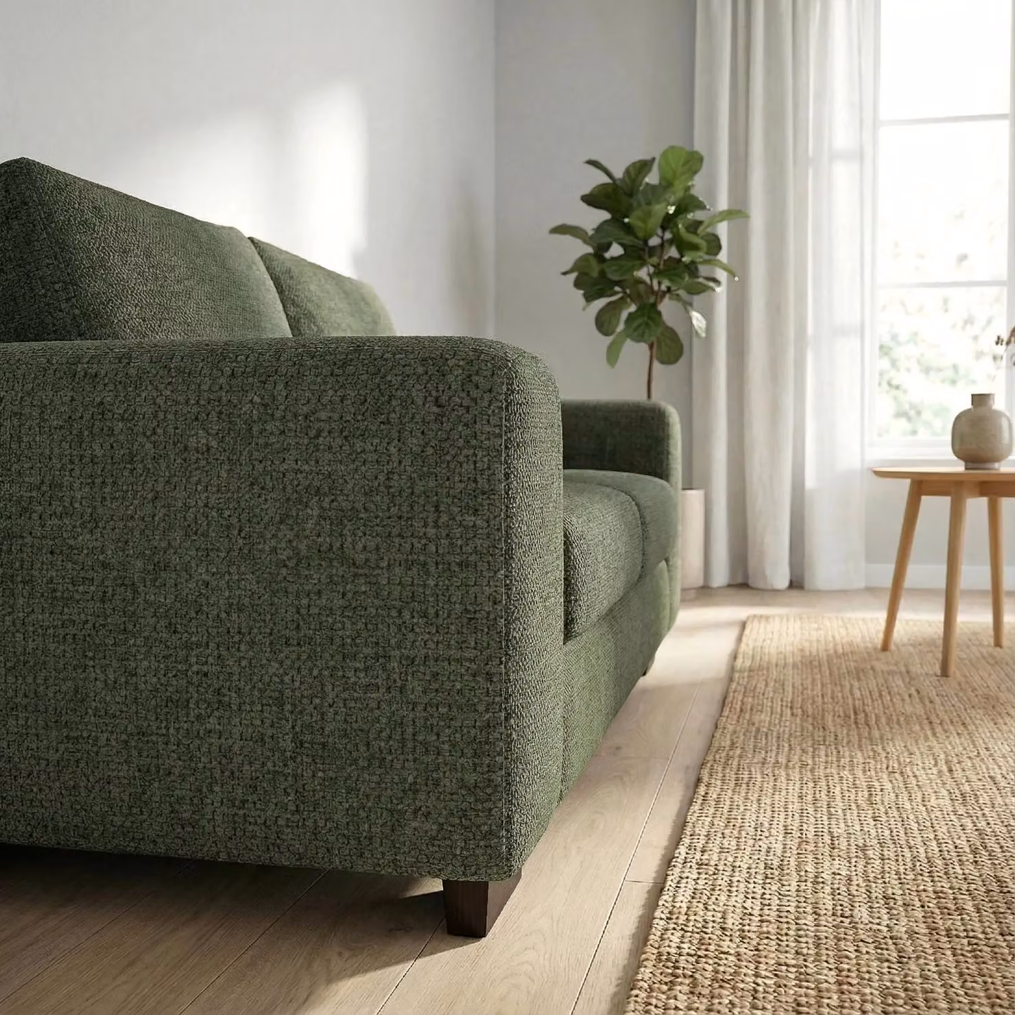 Abakus Direct Boston 2 Seater Sofa in Green Fabric with Solid Wood Frame – 4