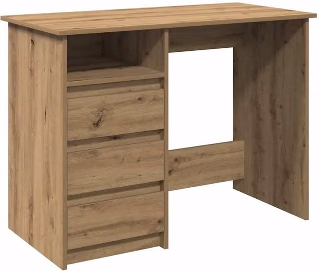 Berkfield Home Artisan Oak Writing Desk in Brown, W/D/H: 102 x 50 x 75 cm