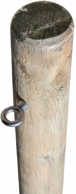 Primrose 3m Wooden Tall Round Shade Sail Garden Fixing Pole with Eyebolt Screw in Brown – 1
