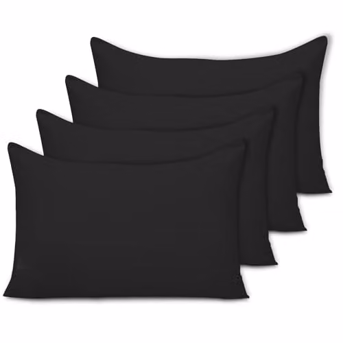 Pamposh Microfibre Pillow Cases, 4 Pack, Black, W/H: 50 x 75 cm – 1