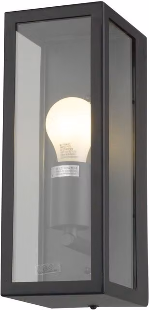 First Choice Lighting Montrose Black Outdoor Wall Light with Transparent Glass