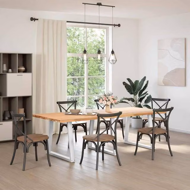 Berkfield Home V-Shape Dining Table Legs, 3 Piece Set, White Steel, H: 70-73.3 cm