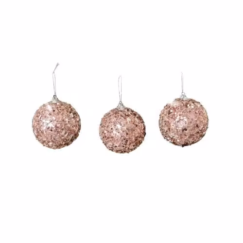 Melody Maison Set of 3 Pink and Silver Abstract Christmas Baubles – 3
