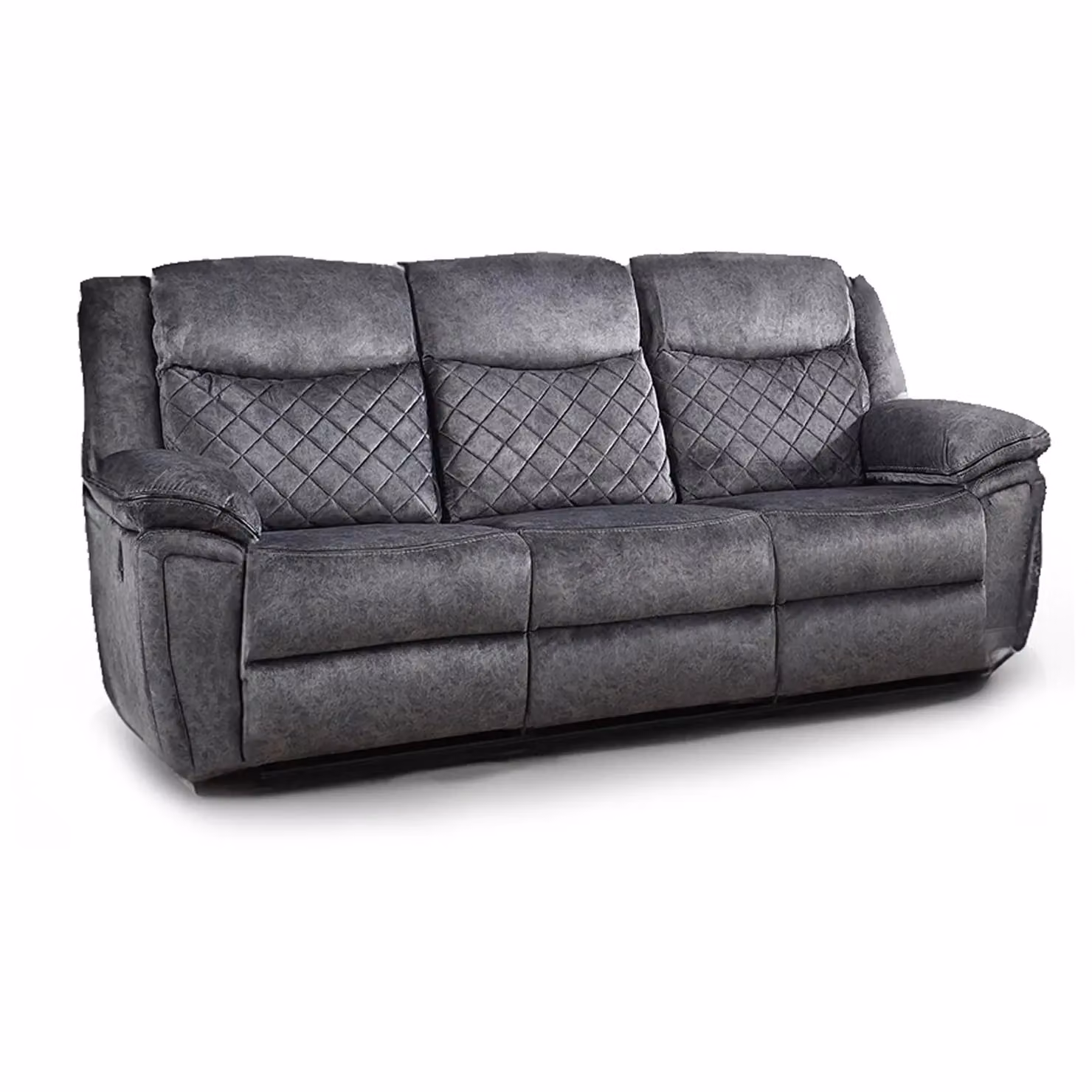 Furnishings For Less UK Brianna Grey Fabric 3 Seater Manual Reclining Sofa W: 206 cm, H: 95 cm, D: 104 cm – 2
