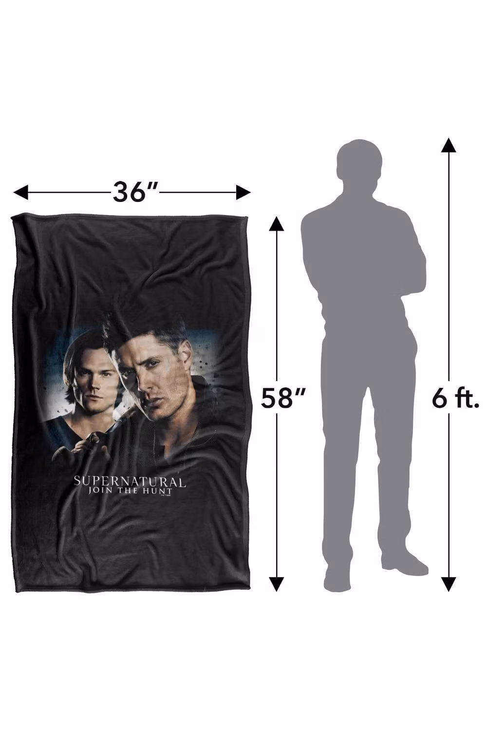 Warner Bros. Supernatural Sam Dean Hunting Silky Touch Super Soft Fleece Throw Blanket, Multicolour, W: 152 cm, D: 127 cm – 8