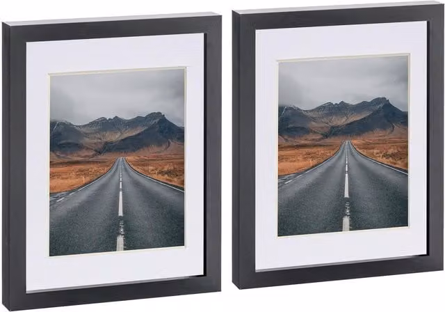 Nicola Spring Pack of 2 Rectangular Photo Frames in Black and White with 5x7 inch Mount, W/H: 25.4 x 20.32 cm