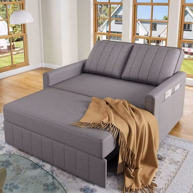 ModernLuxe Multifunctional Folding Daybed and Sofa Bed with Adjustable Backrest in Dark Grey, W: 127.0 cm, D: 57.0 cm, H: 94.0 cm