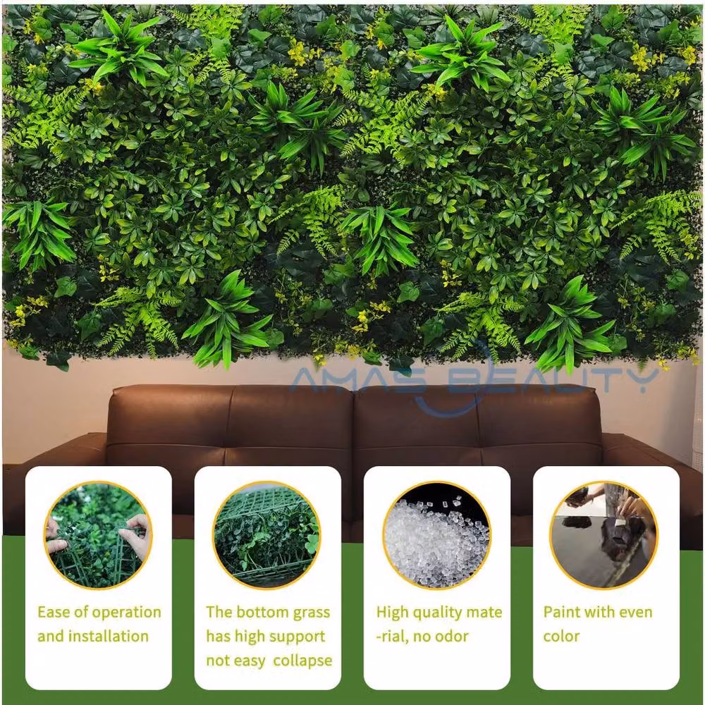 FLAVORA Reversible Indoor Outdoor Artificial Plant Wall Panels, Green, W: 1 m, D: 1 m – 2