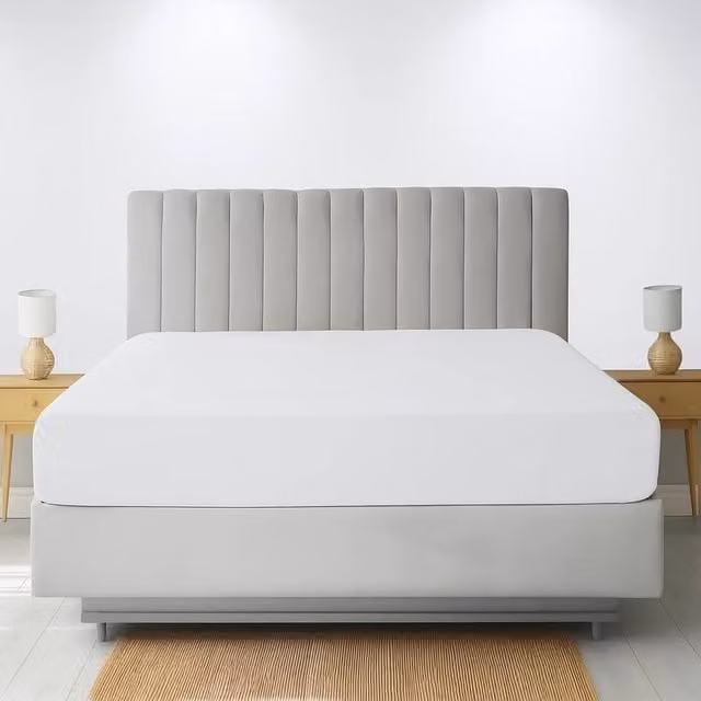 Homes-Linen Extra Deep Polycotton Easy Care Fitted Sheet in White, Single, Depth: 40 cm