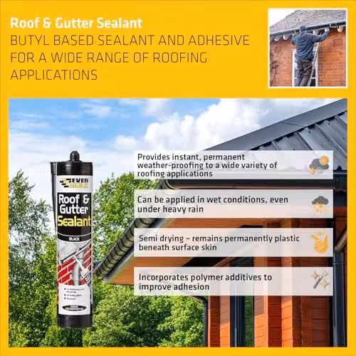 Everbuild Everflex Roof and Gutter Sealant and Adhesive, Black, 295 ml – 3