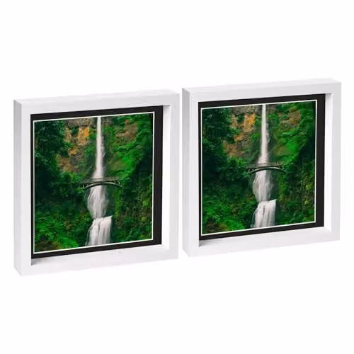 Nicola Spring Pack of 2 Square 3D Box Photo Frames in Black and White