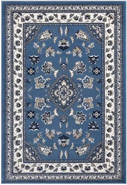 HMC Rug Collection Traditional Sherborne Heatset Rug in Blue and Multicolour, W: 200 cm, L: 290 cm