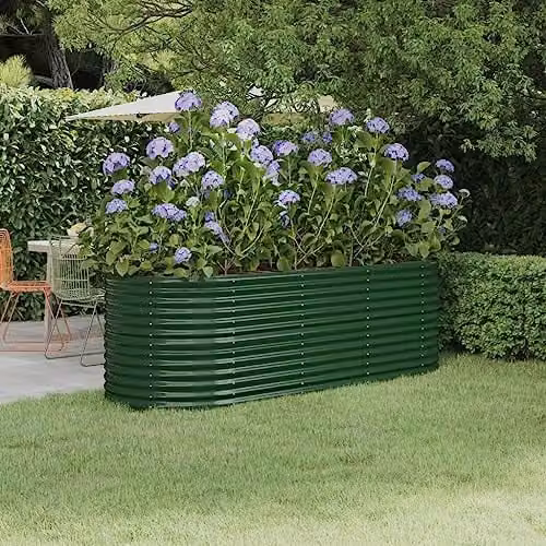 vidaXL Modern Green Metal Garden Planter, W/D/H: 224 x 80 x 68 cm – 2