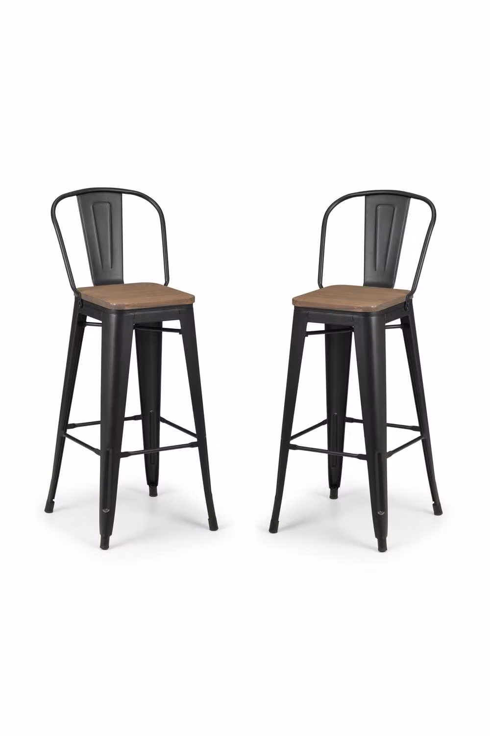 Julian Bowen Grafton Industrial Metal and Wood Bar Stools, Set of 2, Brown and Black – 2
