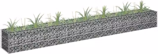 Berkfield Home Silver Galvanised Steel Gabion Raised Bed, W: 270 cm, D: 30 cm, H: 30 cm – 1