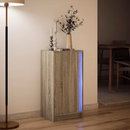vidaXL Modern Sideboard in Sonoma Oak with Integrated LED Lighting, W: 42.5 cm, D: 34 cm, H: 85 cm – 2