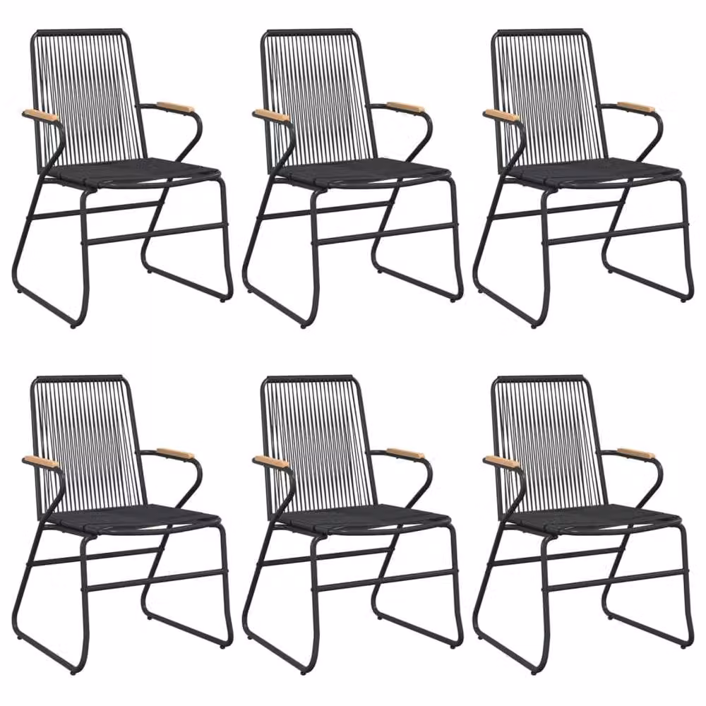 Berkfield Home 7 Piece Modern Garden Dining Set in Black PVC Rattan with Metal and Glass Details – 4