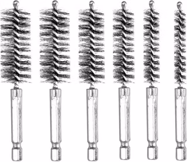 KDMD 6-Piece Stainless Steel Electric Drill Wire Brush Set with Hex Shank in Silver