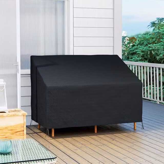 Outsunny Black 2 Seater Outdoor Sofa Cover made from Water-Repellent Oxford Fabric
