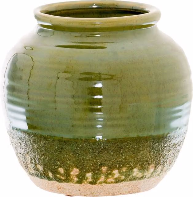 KDMK Stephen Collection Ceramic Olive Squat Tabletop Vase in Green