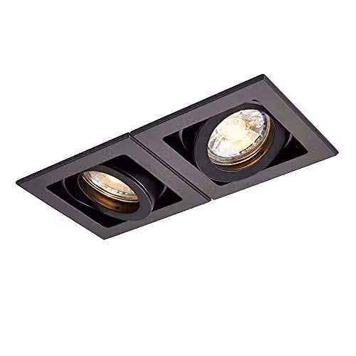 Netlighting Xeno Twin 2 Light Recessed Dimmable Adjustable Downlight, Matt Black
