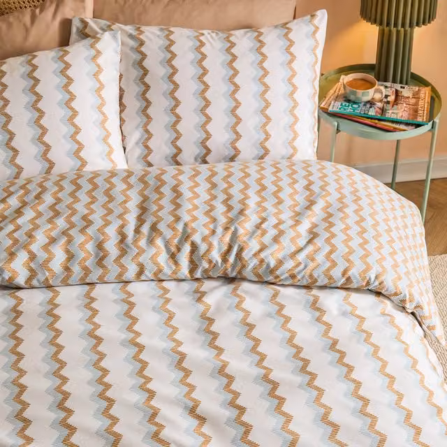 Make It A Home Izzie Reversible Soft Touch Striped Duvet Cover Set, Blue and Multicolour, 90 x 200 cm