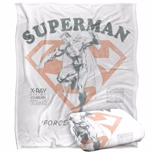 Warner Bros. Superman Force For Good Super Soft Silky Touch Fleece Throw Blanket, Multicolour, W: 152.4 cm x D: 127 cm