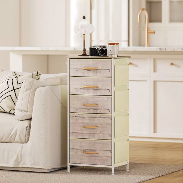 HOMCOM Double Dresser in Brown and Beige with Metal Accents