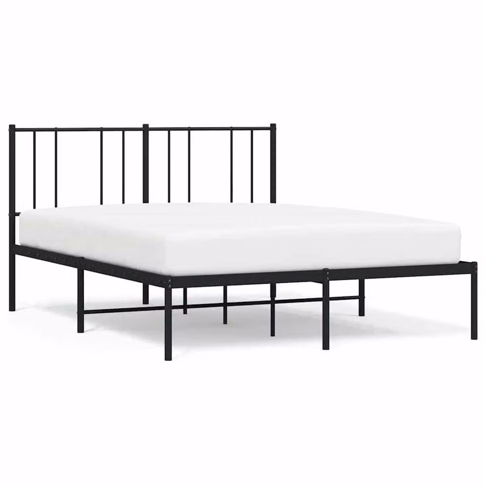 Berkfield Home Metal Bed Frame with Headboard in Black W/D/H: 135 x 190 x 90 cm – 2