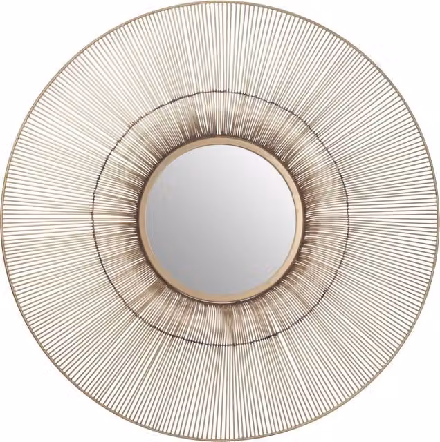 Orsina Templar Round Wire Wall Mirror in Gold – 1