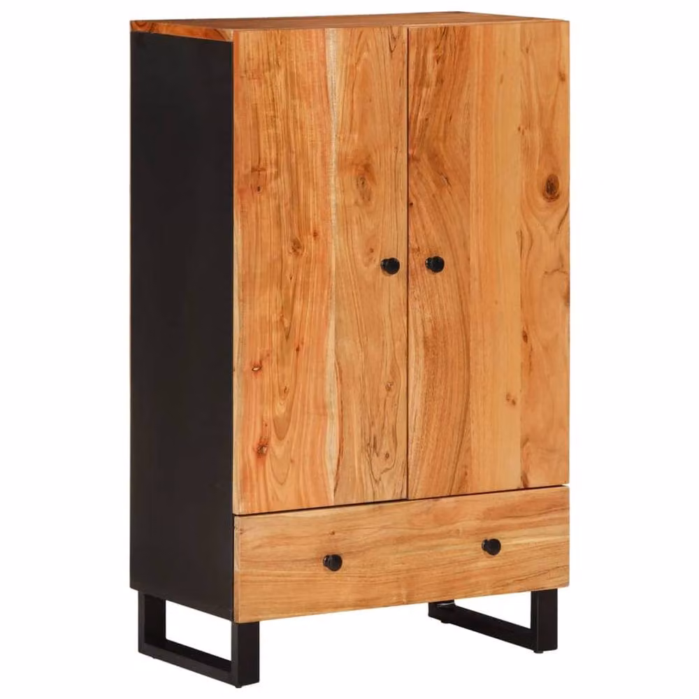 Berkfield Home Industrial Highboard with Drawer in Brown Solid Acacia Wood and Iron, W/D/H: 60 x 33 x 100 cm – 3