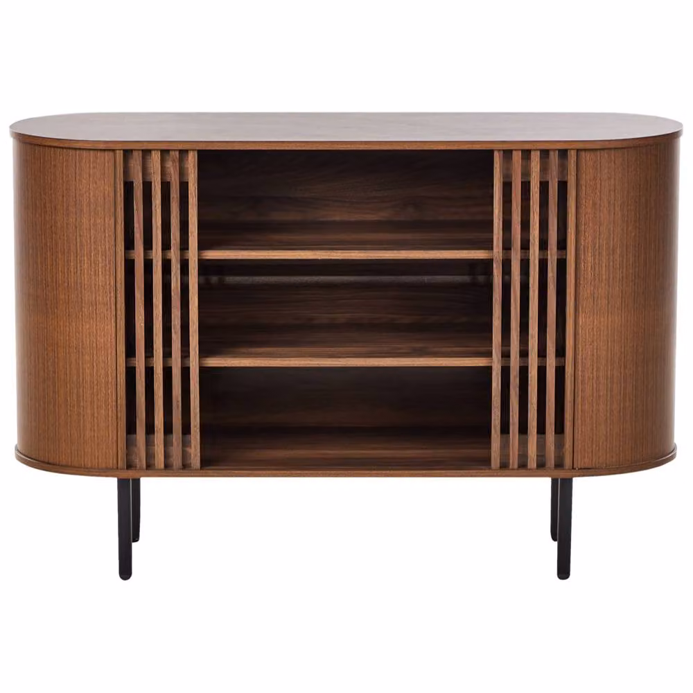 Wyld and Coco Retro Dark Brown MDF Sideboard with Black Metal Legs – 4