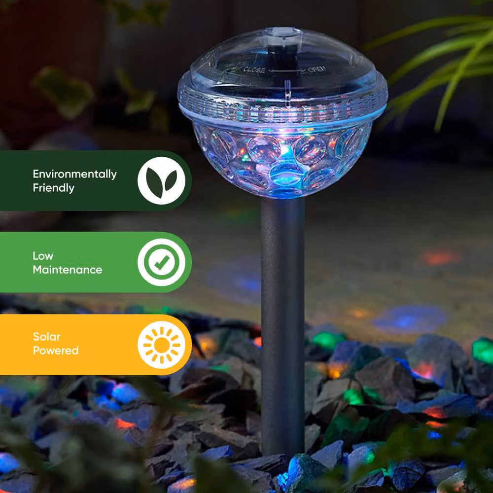 Gardenwize Pack of 2 Multicolour Solar Disco Stake LED Lights with Dusk Sensor – 4