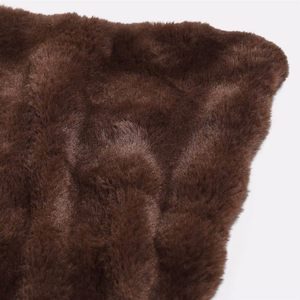 OHS Bubble Faux Fur Fleece Throw Blanket in Brown, W/D/H: 125 x 150 cm – 2