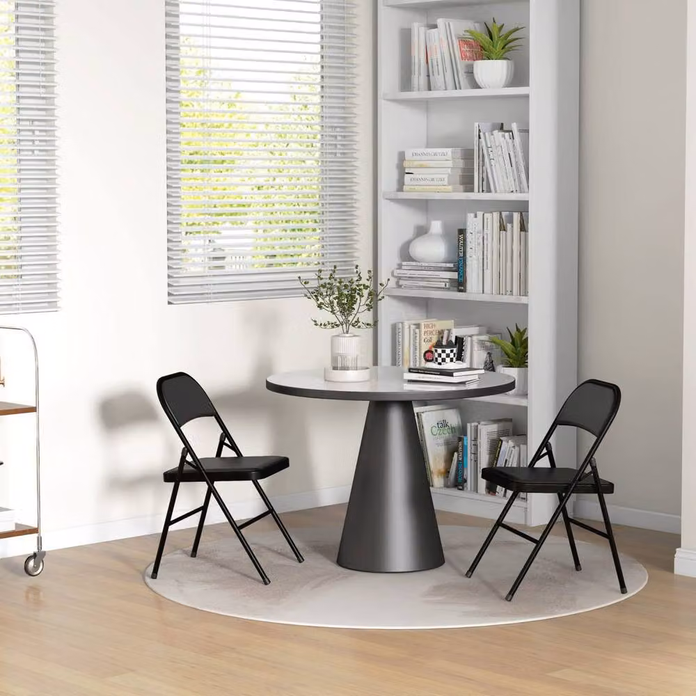 Wyld Haus Dihaka Set of 2 Black Faux Leather Cushioned Folding Chairs – 8